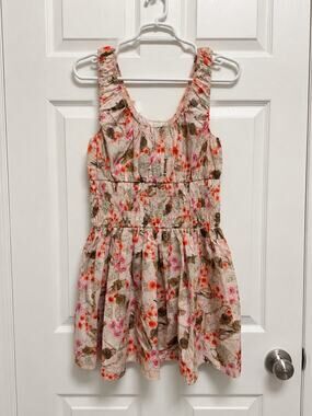 H&M Floral Cotton Smocked Waist Mini Sundress Medium